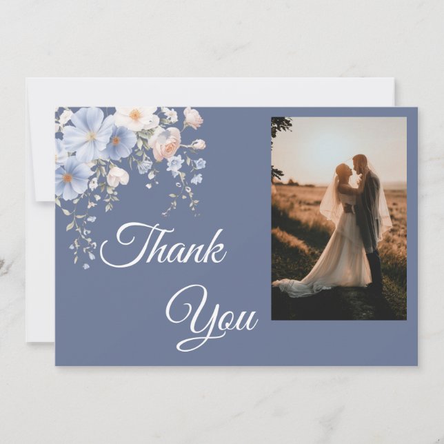 Something Blue Photo Thank You Card Dankeskarte (Vorderseite)