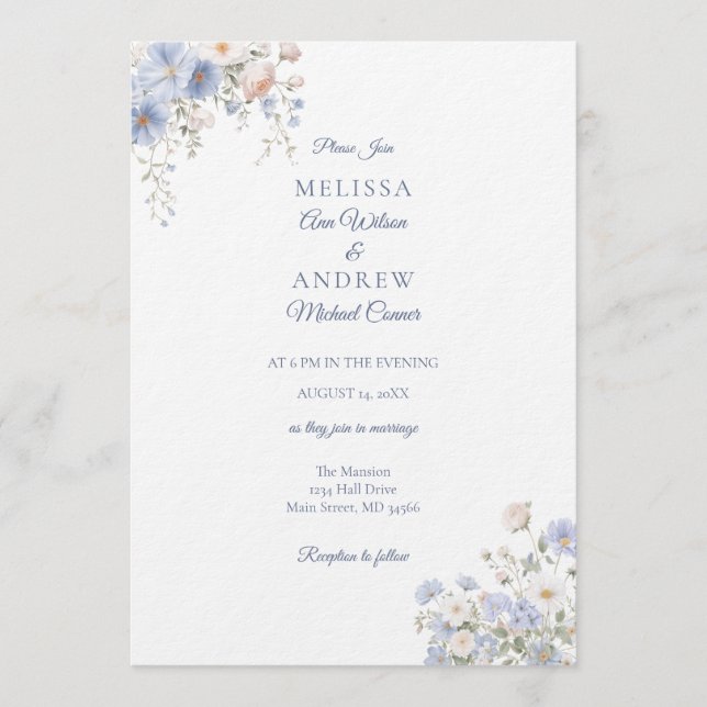 Something Blue Wedding Invitation Suite (Devant)