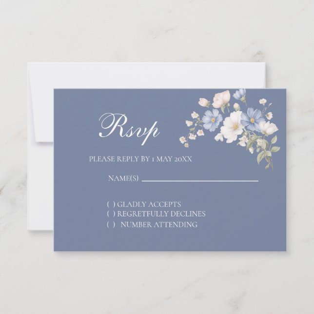 Something Blue Wedding RSVP card Karte (Vorderseite)
