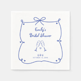 Something Blue Whimsical Hand Drawn Bridal Shower Serviette