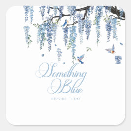 Something Blue Wildflower Bouquet Bridal Shower  Quadratischer Aufkleber