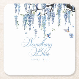 Something Blue Wildflower Bouquet Bridal Shower  Rechteckiger Pappuntersetzer