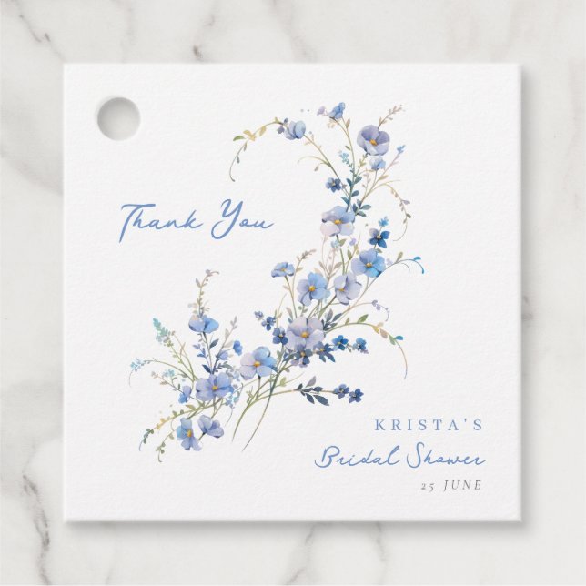 Something Blue Wildflowers Bridal Shower Geschenkanhänger (Vorderseite)