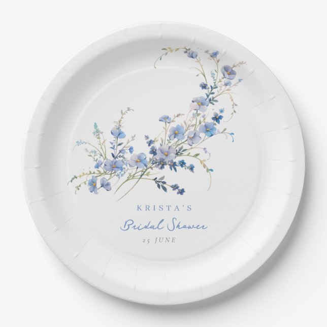 Something Blue Wildflowers Bridal Shower Pappteller (Vorderseite)