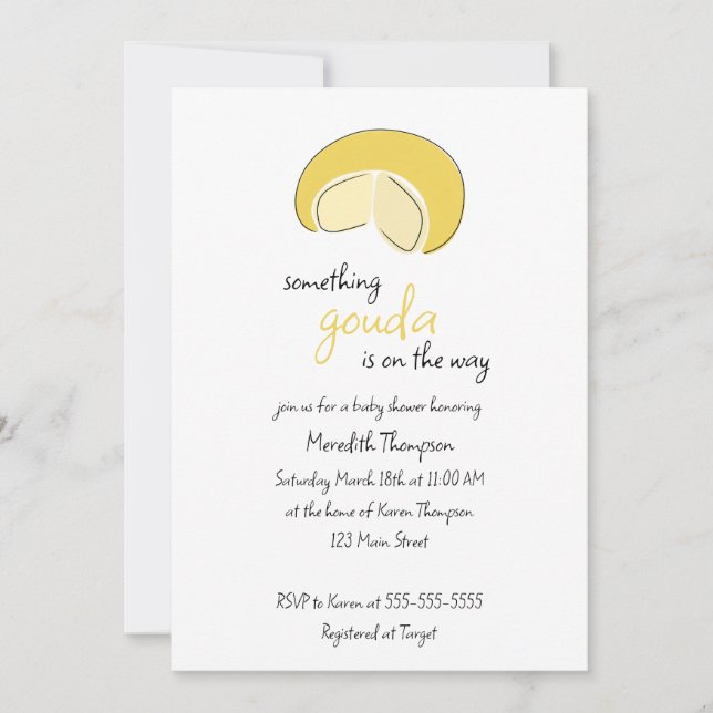 Something Gouda On Way Cheese Wheel Baby Shower Einladung (Vorderseite)