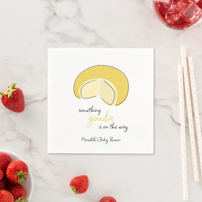 Something Gouda On Way Cheese Wheel Baby Shower Serviette (Beispiel)