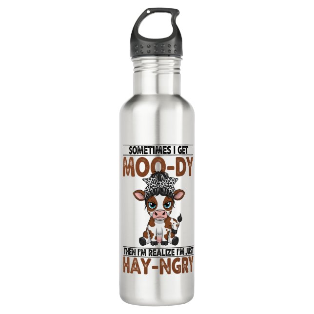 Sometimes I Get Moo-dy Hay-ngry Cow Edelstahlflasche (Vorderseite)