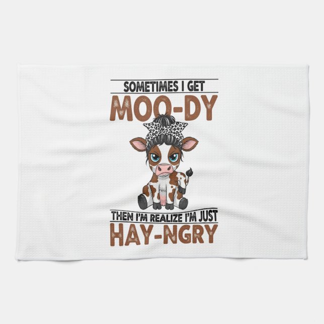 Sometimes I Get Moo-dy Hay-ngry Cow Geschirrtuch (Horizontal)