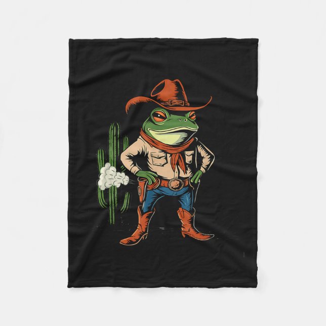 Sometimes I Just Be Farting Funny Cowboy Frog  Fleecedecke (Vorderseite)