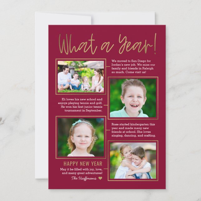 Sommaire de l'année Couleur modifiable Carte photo (Devant)