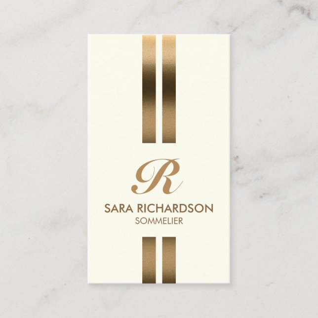 Sommelier Monogram Faux Gold Visitenkarte (Vorderseite)