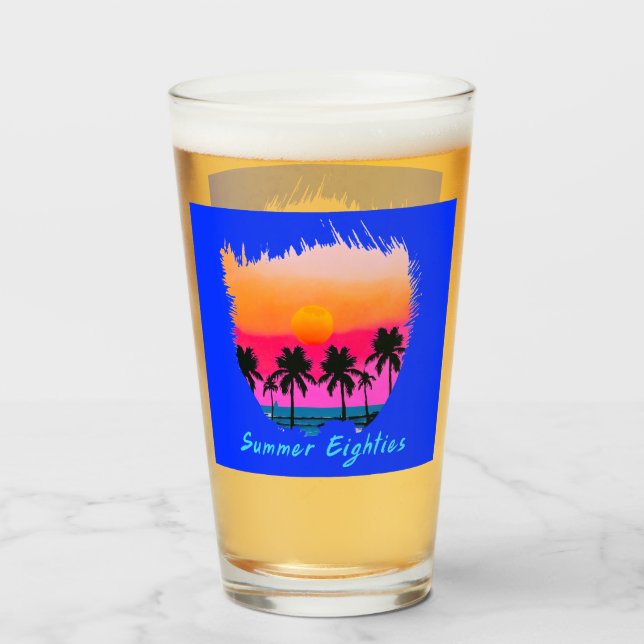 Sommer 1980er Beach Retro Vibe Glas (Rückseite (gefüllt))