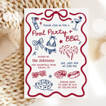 Sommer 4. Juli BBQ & Poolparty-Einladung