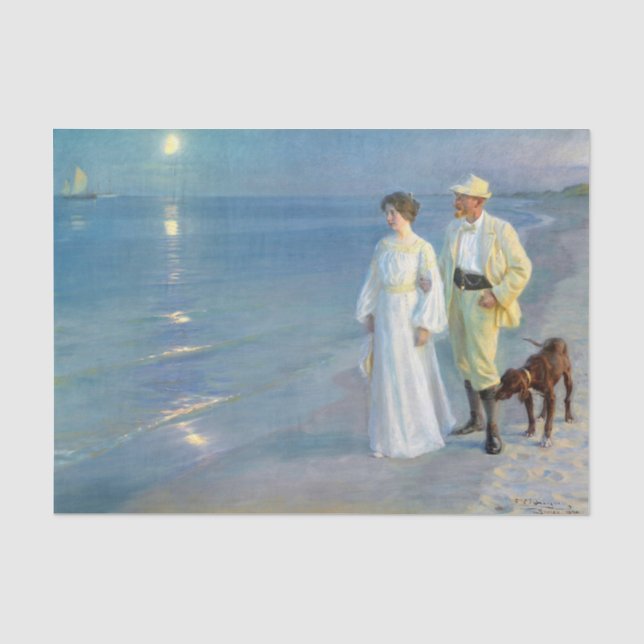 Sommer Abend am Strand in Skagen, P.S. Kroyer Seidenpapier (Vorderseite)