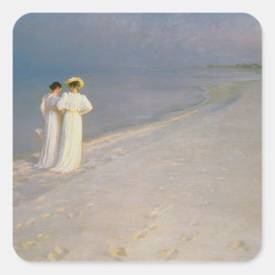 Sommer-Abend auf dem Skagen südlichen Strand Quadratischer Aufkleber