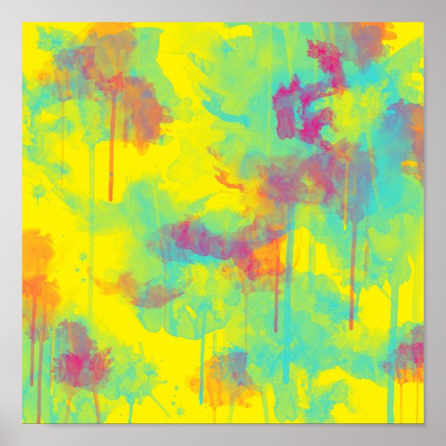 Sommer abstrakter Spaß Wasserfarbe Spritzer Poster (Vorne)