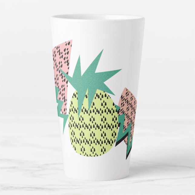 Sommer Abstraktes Obst Wassermelone & Neon Ananas Milchtasse (Vorderseite)