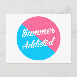 Sommer Addicted, rosa und blau Design Postkarte