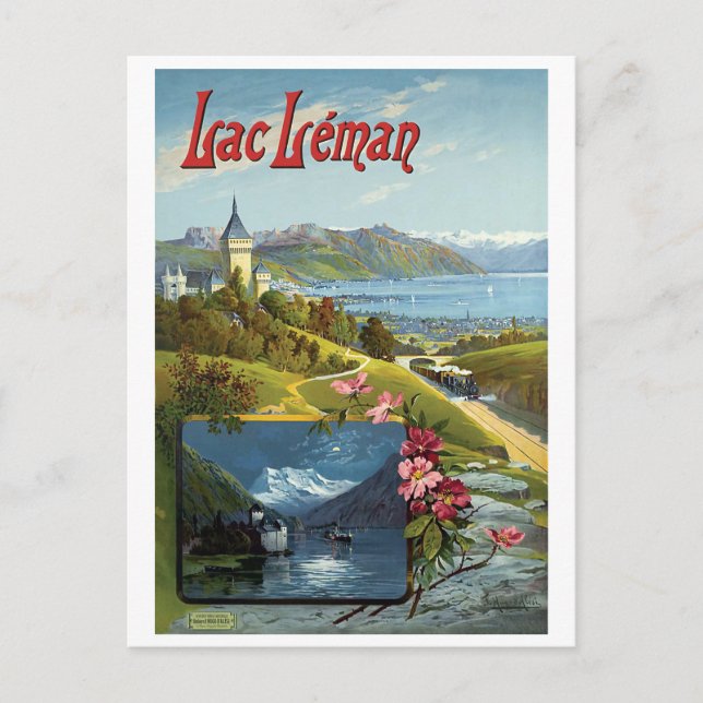 Sommer am Genfer See, Schweiz Postkarte (Vorderseite)