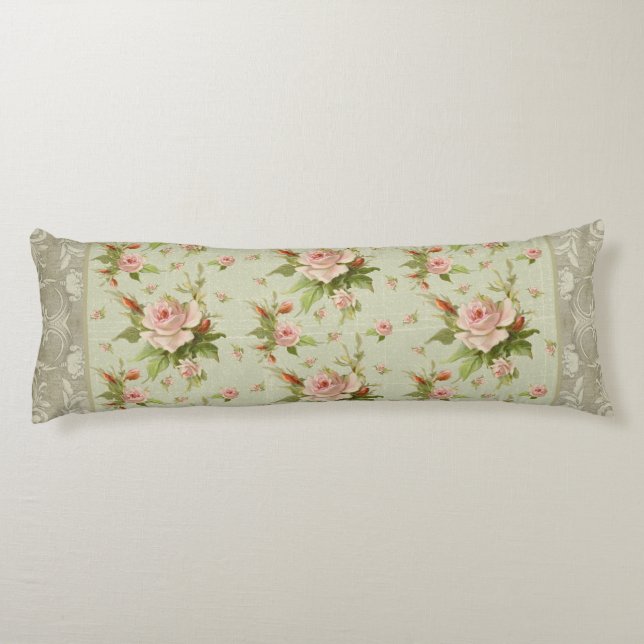 Sommer am Hütten-Rosen-Rolle-Strudel-Holz Seitenschläferkissen (Rückseite)