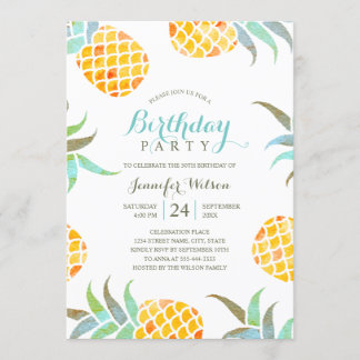 Sommer-Ananas-Strand der Tropical Birthday Party Einladung