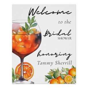 Sommer Aperol Spritz Orange Moderne Brautparty Poster