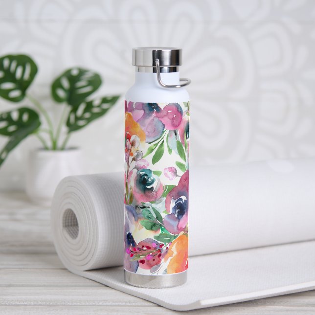 Sommer-Aquarell-Blumen Trinkflasche (Yoga)