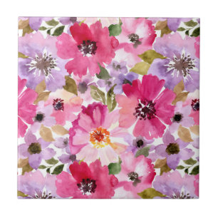 Sommer-Aquarell-Blumenmuster Fliese