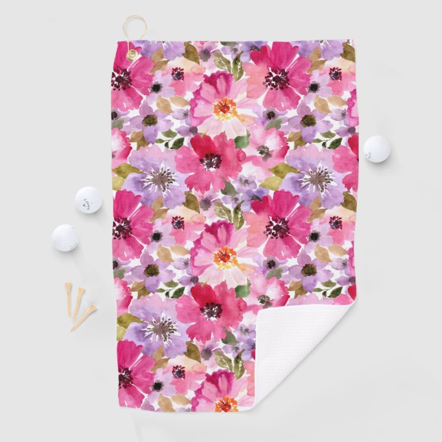 Sommer-Aquarell-Blumenmuster Golfhandtuch (Insitu)