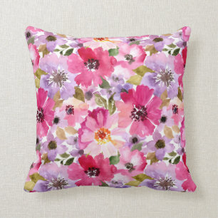 Sommer-Aquarell-Blumenmuster Kissen