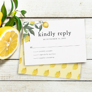 Sommer-Aquarell-Zitrus-Limonen Grünpflanzen RSVP Karte