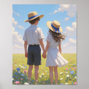 Sommer Ästhetik Wandkunst Junge & Mädchen Poster