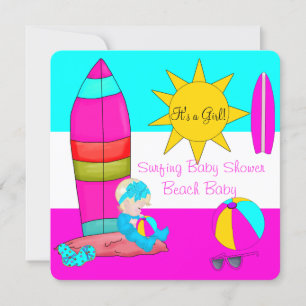 Sommer-Baby-Party Mädchen Strand Baby Surfen Baby  Einladung