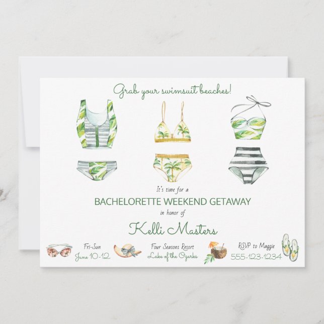 Sommer Bachelorette Wochenende Stadtrundgang Einladung (Vorderseite)
