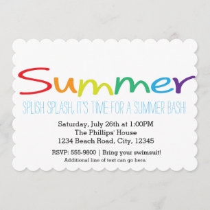 SOMMER Bash Typografie Regenbogen Party Einladunge Einladung