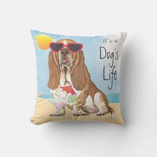 Sommer Basset Hound Kissen (Vorderseite)