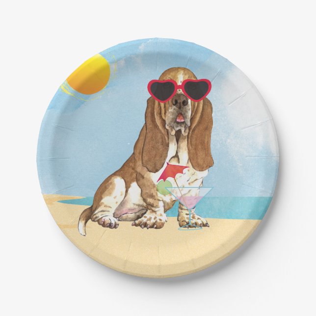 Sommer Basset Hound Pappteller (Vorderseite)