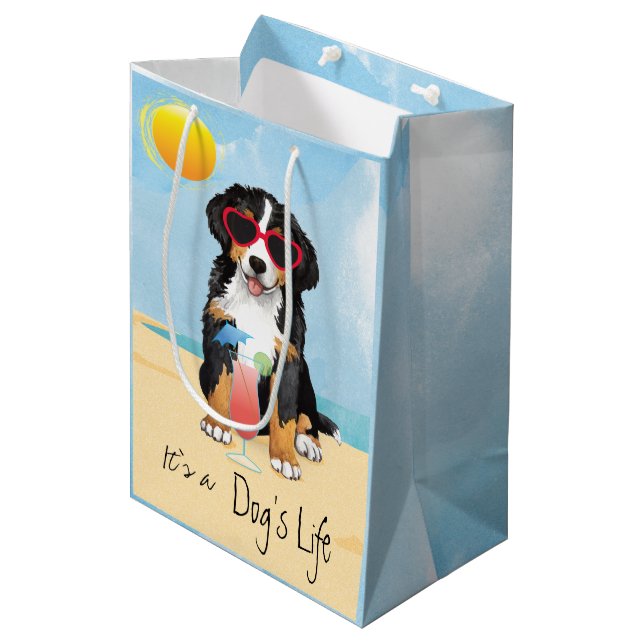 Sommer Bernese Gebirgshund Mittlere Geschenktüte (Vorderseite Schrägansicht)