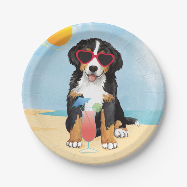 Sommer Bernese Gebirgshund Pappteller (Vorderseite)