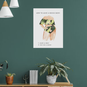 Sommer-Bikinikörper   Wasserfarben-Illustration Poster