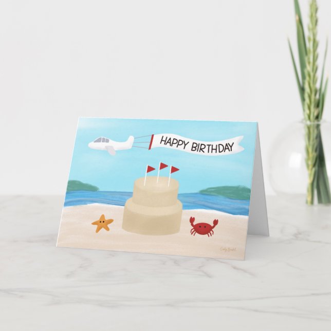 Sommer Birthday Beach Sandburg Karte (Vorderseite)