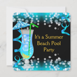 Sommer Blue Cocktail Strand Poolparty Einladung
