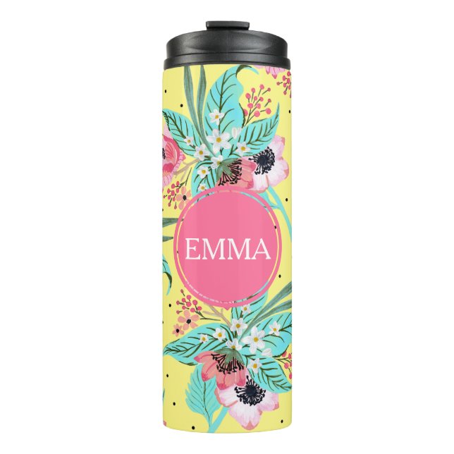 Sommer-Blume Gelbter Personalisierter Thermaltumbl Thermosbecher (Vorderseite)