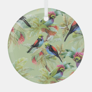 Sommer-Blume Vögel: tropisches Muster Ornament Aus Glas