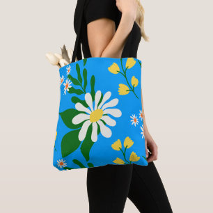 Sommer-Blumenstrauß auf Blau Tasche