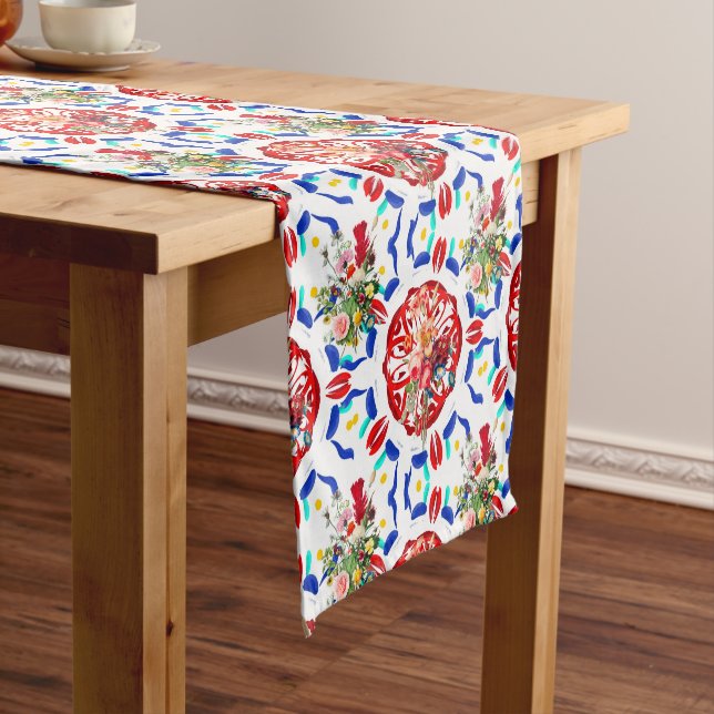 Sommer, boho, bohemisch, floral, mediterran kurzer tischläufer (Beispiel)