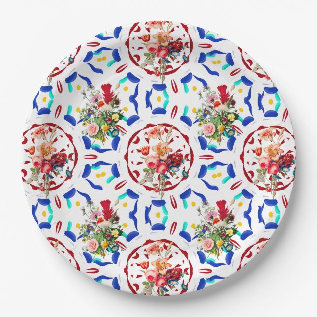 Sommer, boho, bohemisch, floral, mediterran pappteller (Vorderseite)