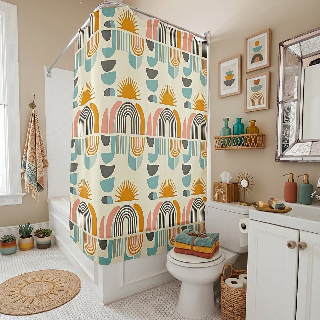 Sommer boho-scandi minimalistisches Muster Duschvorhang (Von Creator hochgeladen)