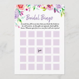 Sommer-Brautpartyblumenwatercolor-Bingo-Spiel Einladung