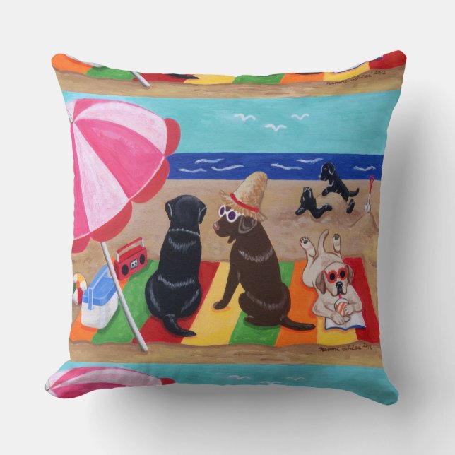 Sommer-Brise Labradors Malerei Kissen (Vorderseite)